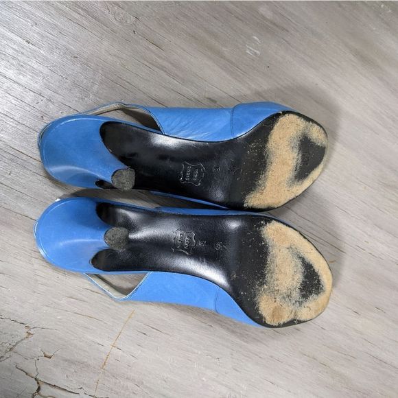 Vintage bruno magli heels blue peeptoes sling - Picture 5 of 10